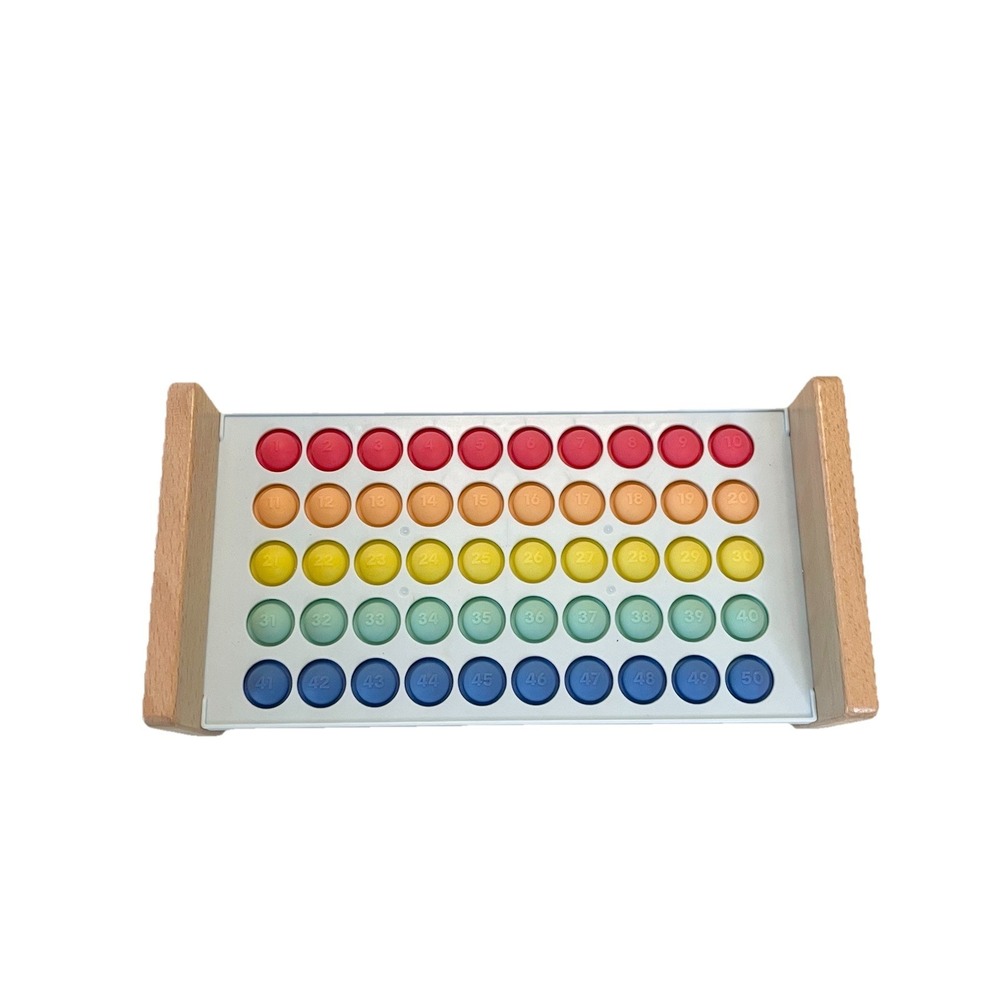Kiwi Co. Educational Toy Bubble Counter Count to 50 Sensory Wooden Toy